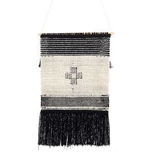 Decorazioni da parete in cotone nero beige nappa fatta a mano arte della parete motivo geometrico boho per soggiorno camera da letto