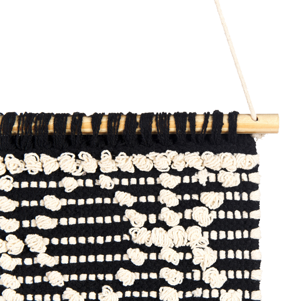 Decorazioni da parete in cotone nero beige nappa fatta a mano arte della parete motivo geometrico boho per soggiorno camera da letto