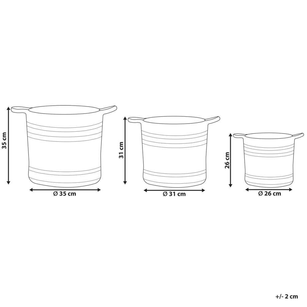 Set di 3 cestini in tessuto di iuta naturale 26/31/35 cm per conservare lo stile rustico boho