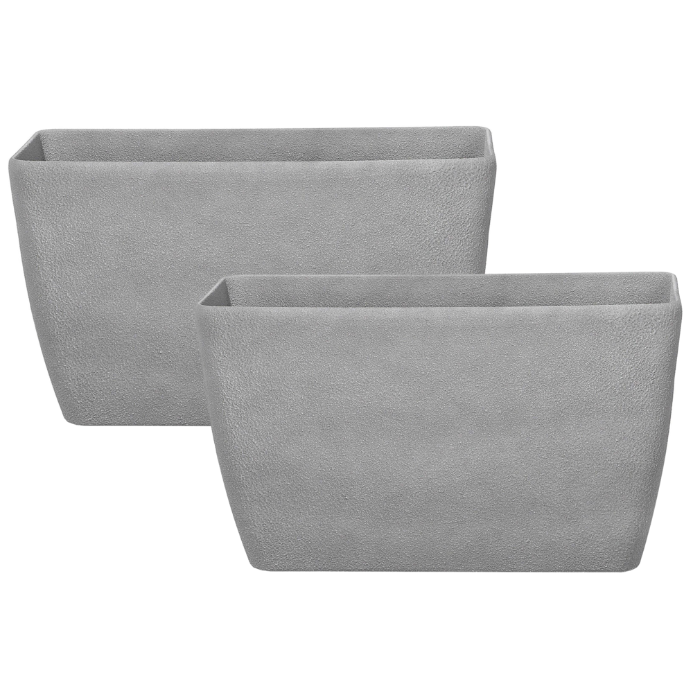 Set di 2 vasi per piante polvere di pietra grigio chiaro 74 x 32 cm accessori per interni e interni moderni e minimalisti