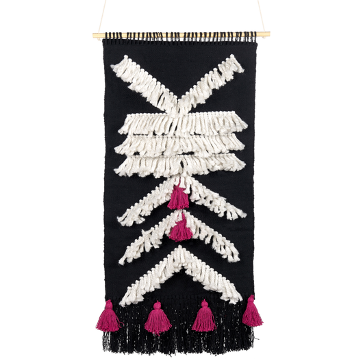 Decorazioni da parete in cotone bianco e nero nappa fatta a mano motivo geometrico boho per soggiorno camera da letto