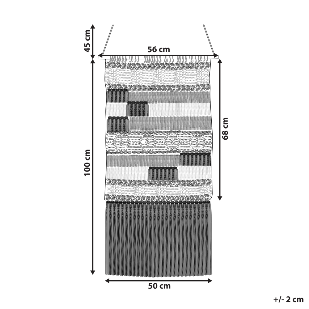 Decorazioni da parete in cotone nero beige nappa fatta a mano arte della parete motivo geometrico boho per soggiorno camera da letto