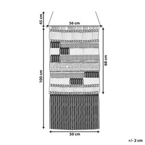 Decorazioni da parete in cotone nero beige nappa fatta a mano arte della parete motivo geometrico boho per soggiorno camera da letto