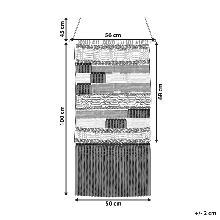 Decorazioni da parete in cotone nero beige nappa fatta a mano arte della parete motivo geometrico boho per soggiorno camera da letto