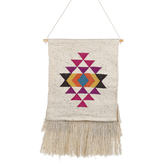 Decorazioni da parete in cotone beige nappa fatta a mano arte della parete motivo geometrico boho per soggiorno camera da letto