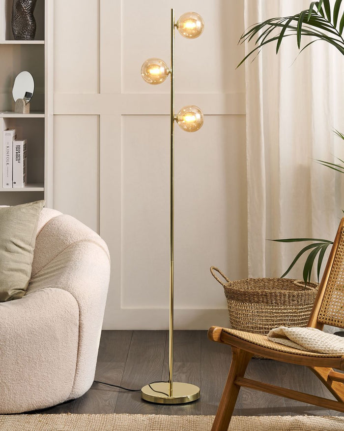 Lampada da terra in metallo con 3 luci metallo oro chiaro soggiorno camera da letto moderno contemporaneo
