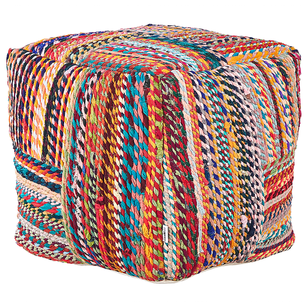 Pouf in cotone rosso blu arancione 40 x 40 cm imbottitura in EPS riciclato fatto a mano soggiorno boho