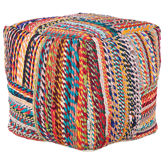 Pouf in cotone rosso blu arancione 40 x 40 cm imbottitura in EPS riciclato fatto a mano soggiorno boho