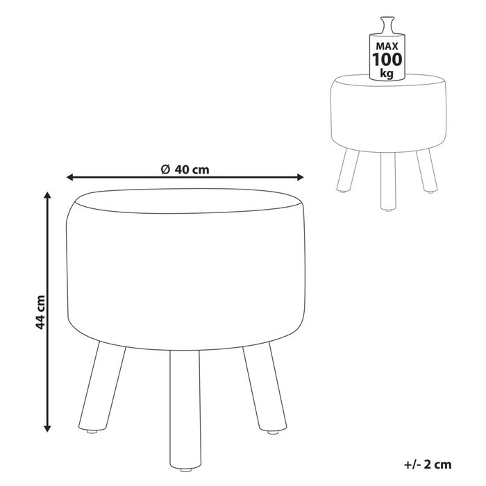 Sgabello cotone macramè beige e legno chiaro 40 cm fatto a mano boho camera da letto soggiorno cameretta
