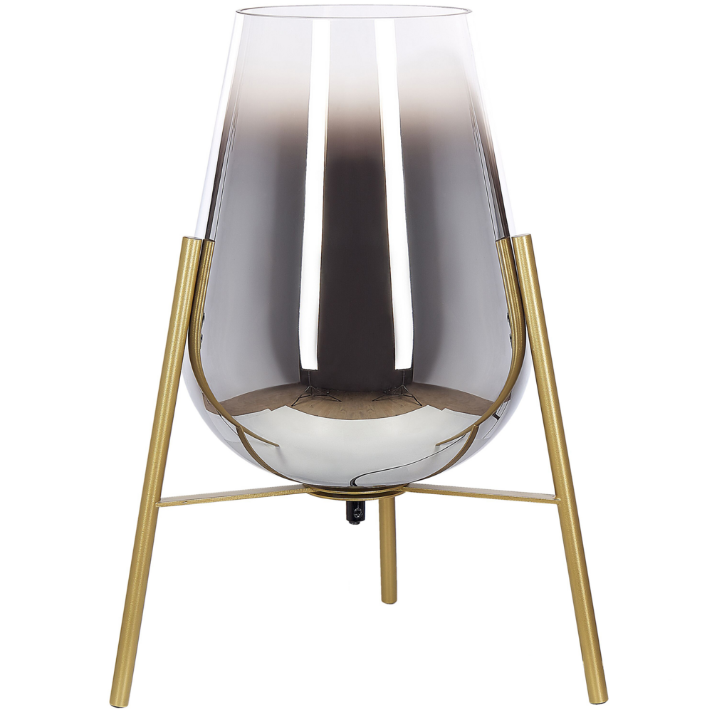Lampada da tavolo in acciaio e vetro color oro 44 cm moderna soggiorno camera da letto