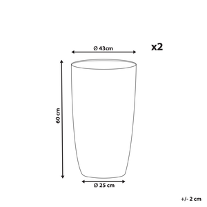 Set di 2 vasi tondi polvere di pietre per interno ed esterno grigio soggiorno balcone giardino
