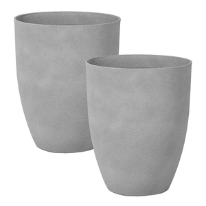 Set di 2 vasi in poliresina in fibra di vetro di colore grigio 43 x 43 x 52 cm interni ed esterni
