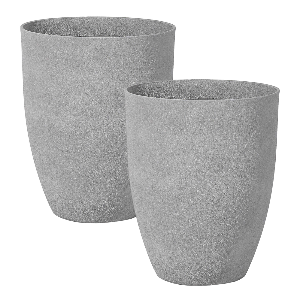 Set di 2 vasi in poliresina in fibra di vetro di colore grigio 43 x 43 x 52 cm interni ed esterni