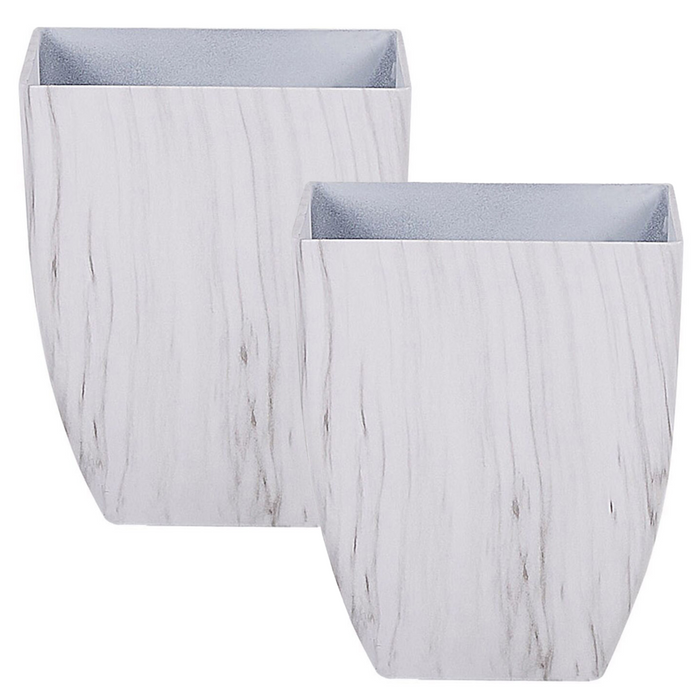 Vaso per piante da esterno per interni effetto marmo miscela di pietra bianca quadrato 28 x 34 cm dal design moderno