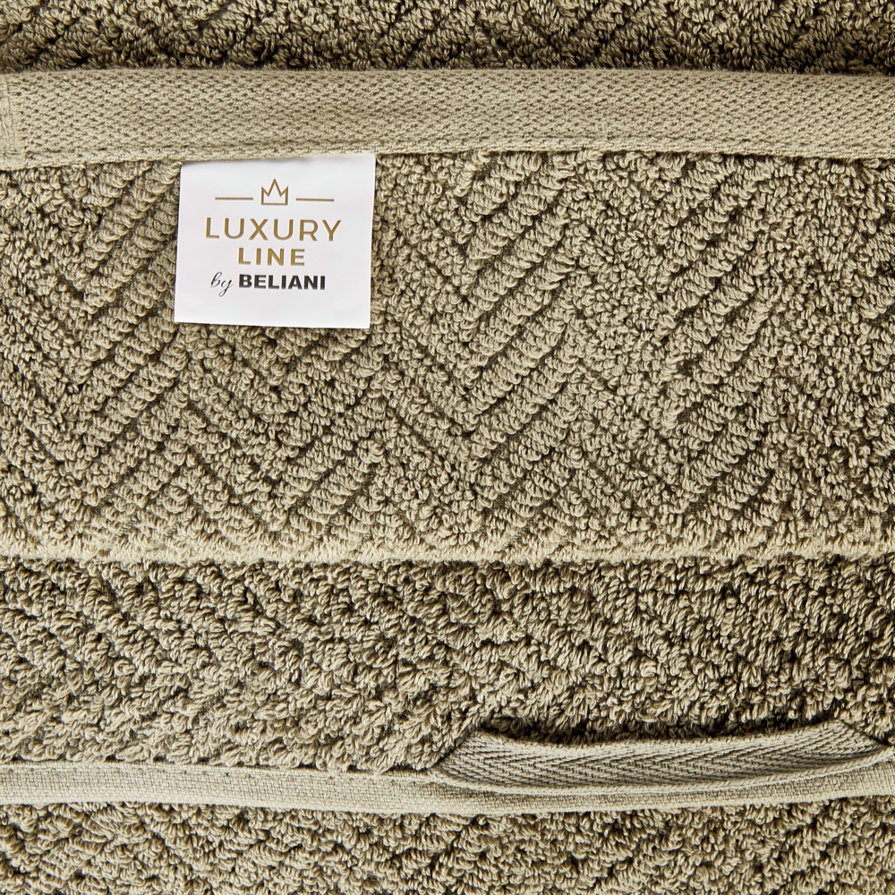 Set di 2 asciugamani in morbido cotone verde menta con motivo a spina di pesce stile classico ospiti bagno