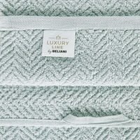 Set di 2 asciugamani in morbido cotone verde menta con motivo a spina di pesce stile classico ospiti bagno