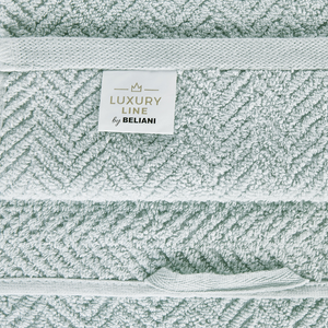 Set di 2 asciugamani in morbido cotone verde menta con motivo a spina di pesce stile classico ospiti bagno