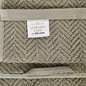 Set di 9 asciugamani in morbido cotone verde con motivo a spina di pesce stile varie dimensioni classico ospiti bagno