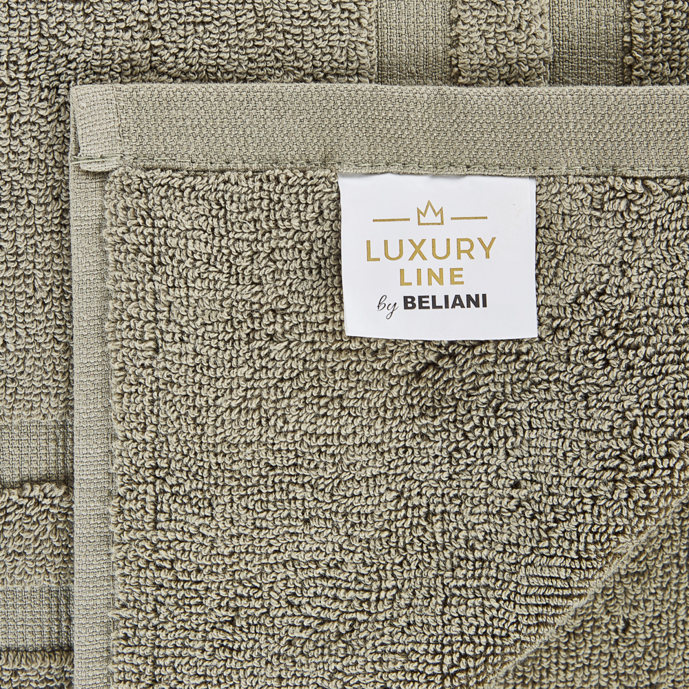 Set di 9 asciugamani in morbido cotone verde con motivo a spina di pesce stile varie dimensioni classico ospiti bagno