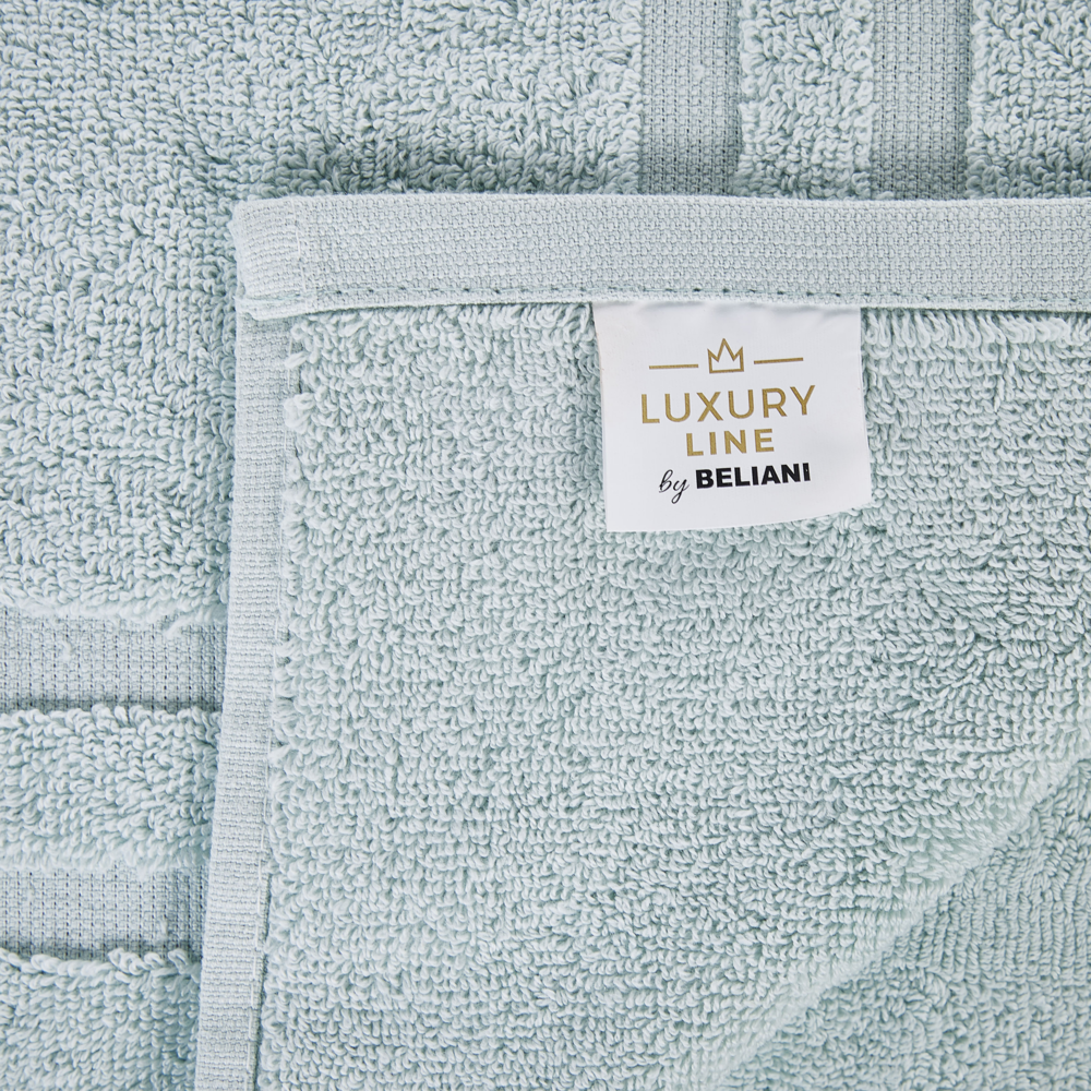 Set di 9 asciugamani in morbido cotone verde menta con motivo a spina di pesce stile varie dimensioni classico ospiti bagno