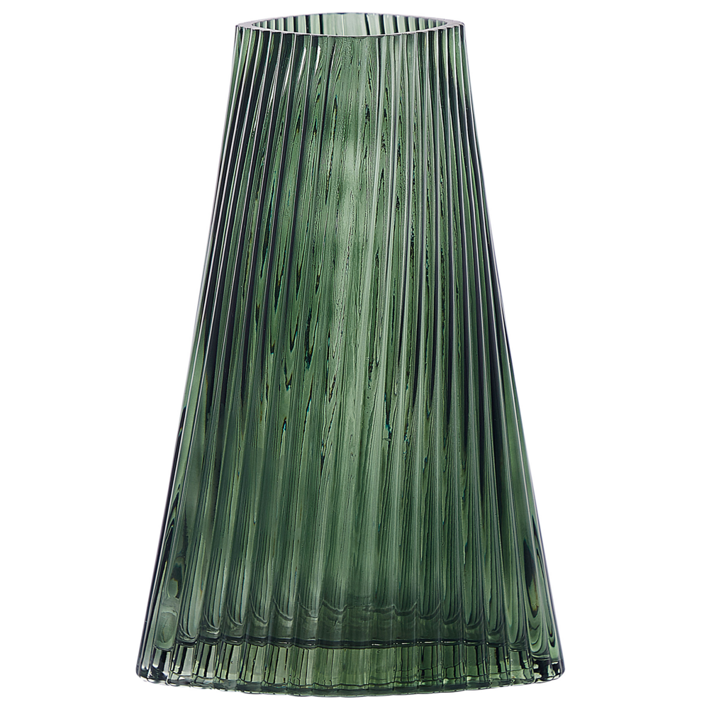 Vaso di fiori in vetro verde dalla forma astratta 26 cm design moderno soggiorno contemporaneo