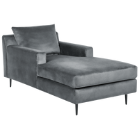 Chaise longue Velluto grigio Rivestimento Braccioli Cuscino Schienale Design Moderno Simmetrico