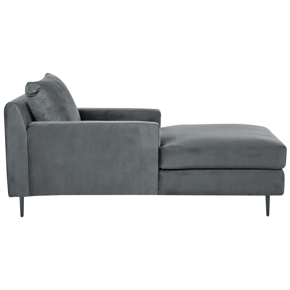 Chaise longue Velluto grigio Rivestimento Braccioli Cuscino Schienale Design Moderno Simmetrico