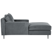 Chaise longue Velluto grigio Rivestimento Braccioli Cuscino Schienale Design Moderno Simmetrico