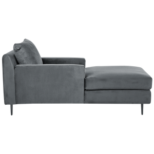 Chaise longue Velluto grigio Rivestimento Braccioli Cuscino Schienale Design Moderno Simmetrico