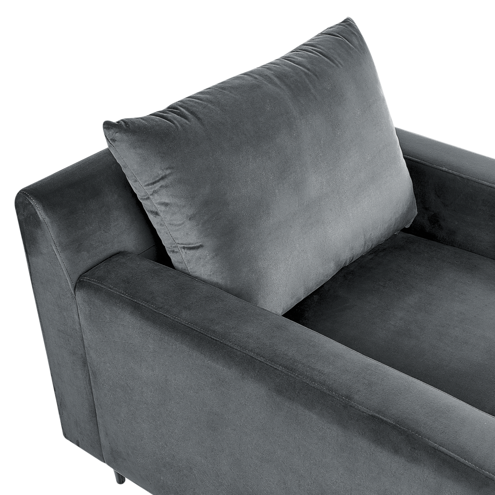 Chaise longue Velluto grigio Rivestimento Braccioli Cuscino Schienale Design Moderno Simmetrico