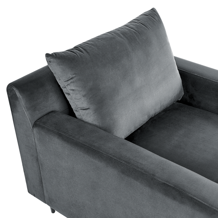 Chaise longue Velluto grigio Rivestimento Braccioli Cuscino Schienale Design Moderno Simmetrico