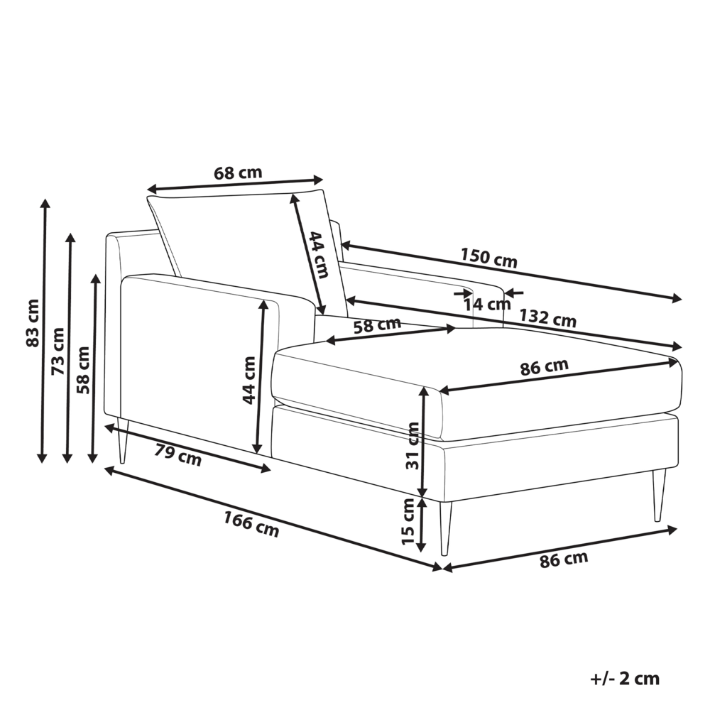 Chaise longue Velluto grigio Rivestimento Braccioli Cuscino Schienale Design Moderno Simmetrico