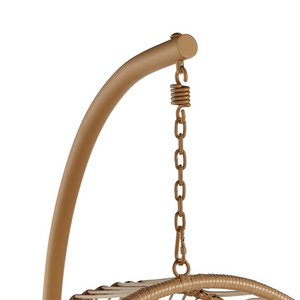 Poltrona sospesa in rattan naturale con base in metallo da interno e da esterno stile boho