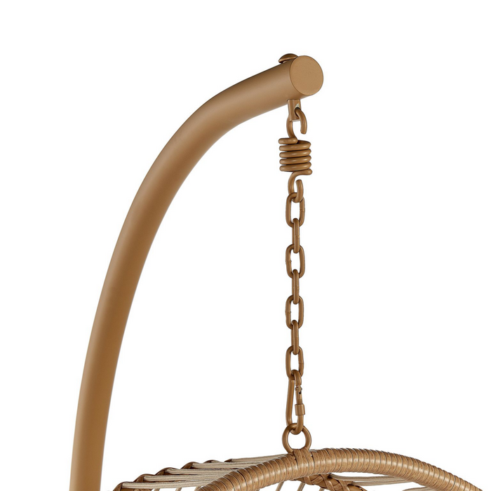Poltrona sospesa in rattan naturale con base in metallo da interno e da esterno stile boho
