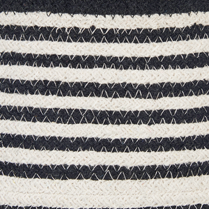 Cesto portabiancheria in cotone intrecciato bianco e nero con manici