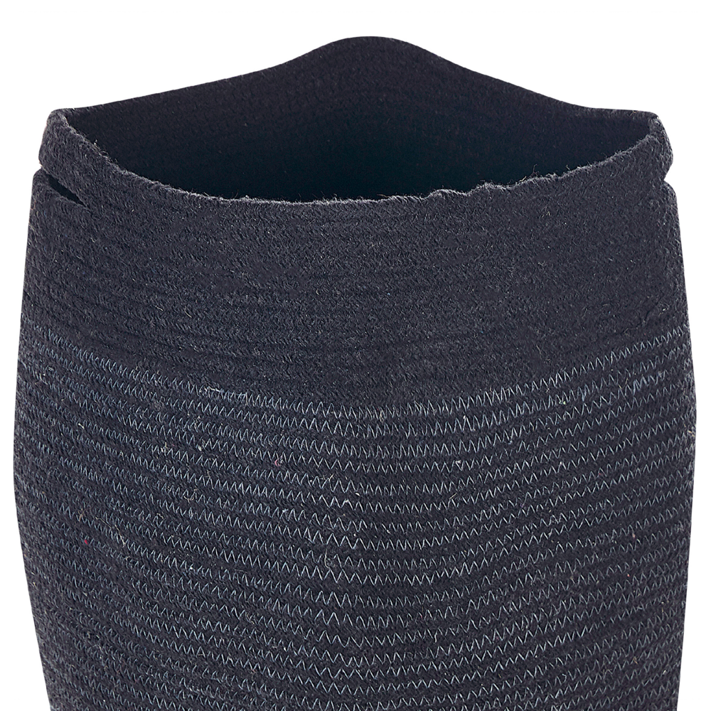 Cesto portabiancheria in cotone nero con manici intrecciati