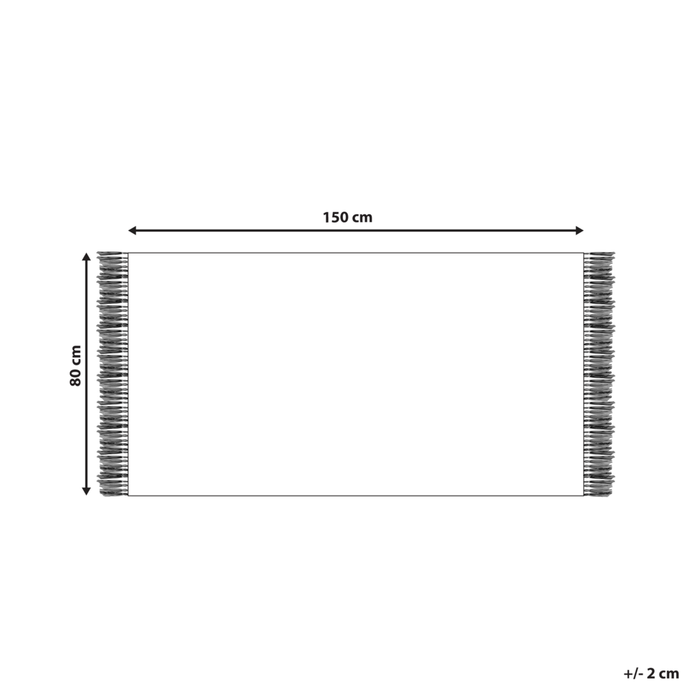 Tappeto in cotone blu e beige  con nappe e motivo a strisce verticali 80 x 150 cm camera da letto soggiorno ingresso