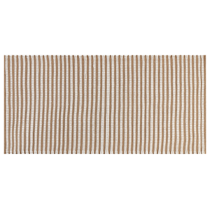 Tappeto in cotone bianco e marrone motivo a geometrico 80 x 150 cm camera da letto soggiorno ingresso