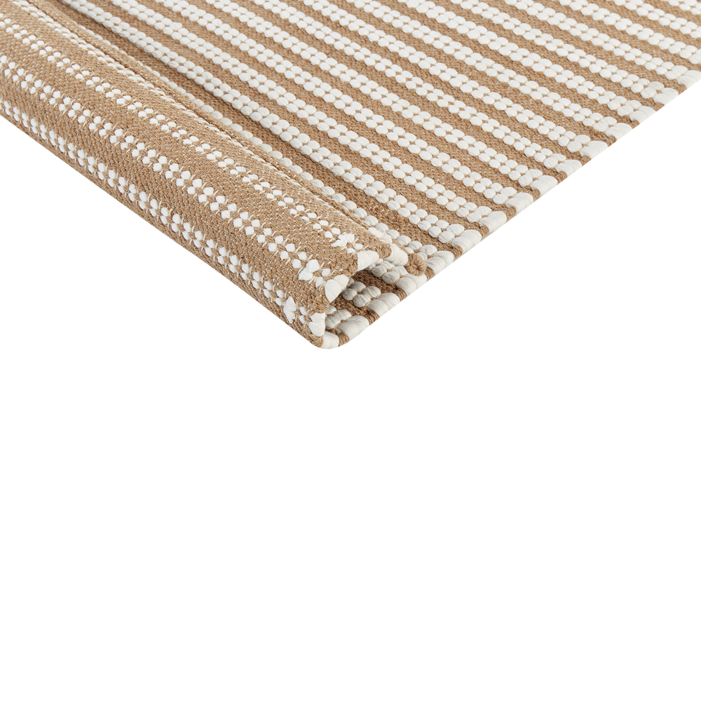 Tappeto in cotone bianco e marrone motivo a geometrico 80 x 150 cm camera da letto soggiorno ingresso