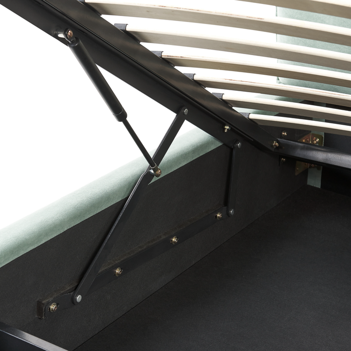 Letto matrimoniale colore verde menta con vano contenitore 160 x 200 cm camera da letto moderna