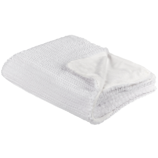 Coperta bianca in poliestere 150 x 200 cm copriletto decorativo in morbida pelliccia plaid