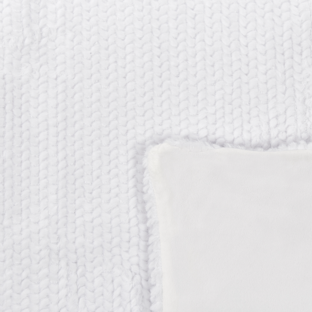 Coperta bianca in poliestere 150 x 200 cm copriletto decorativo in morbida pelliccia plaid