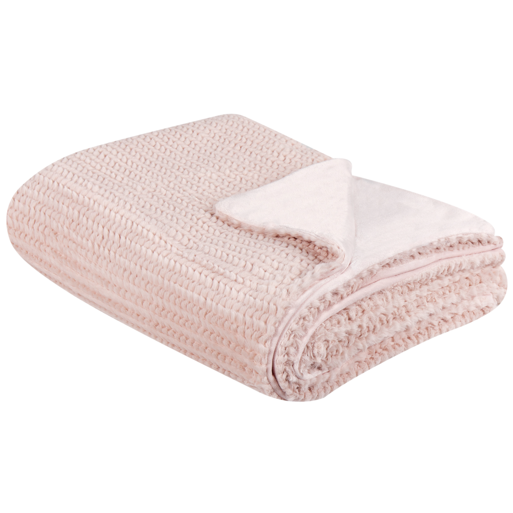 Coperta rosa in poliestere 150 x 200 cm copriletto decorativo in morbida pelliccia plaid