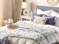 Coperta in poliestere grigio chiaro 150 x 220 cm morbido copriletto in pelliccia motivo floreale decorativo plaid