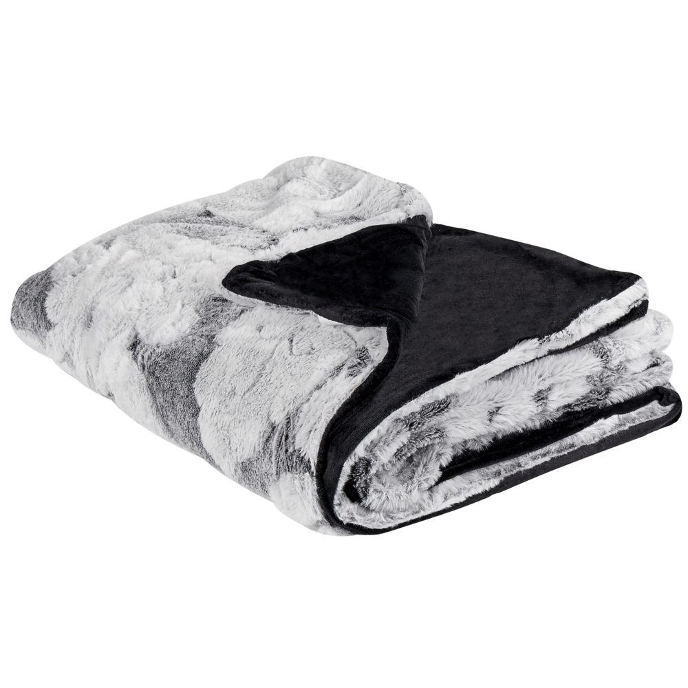 Coperta in poliestere grigio chiaro 150 x 220 cm morbido copriletto in pelliccia motivo floreale decorativo plaid