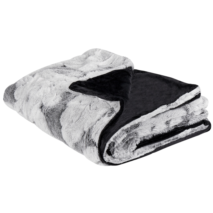 Coperta in poliestere grigio chiaro 150 x 220 cm morbido copriletto in pelliccia motivo floreale decorativo plaid