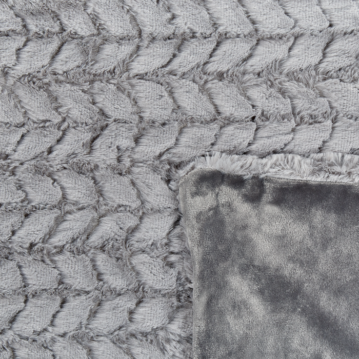 Coperta in poliestere grigio chiaro 150 x 220 cm copriletto decorativo in morbida pelliccia plaid