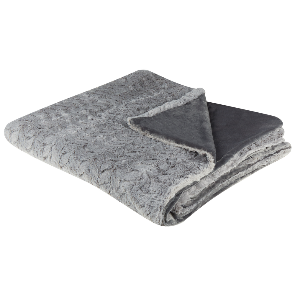 Coperta in poliestere grigio chiaro 200 x 220 cm copriletto decorativo in morbida pelliccia plaid