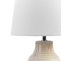 Lampada da tavolo in ceramica lino beige bianco base 42 cm paralume in tessuto scrivania classica