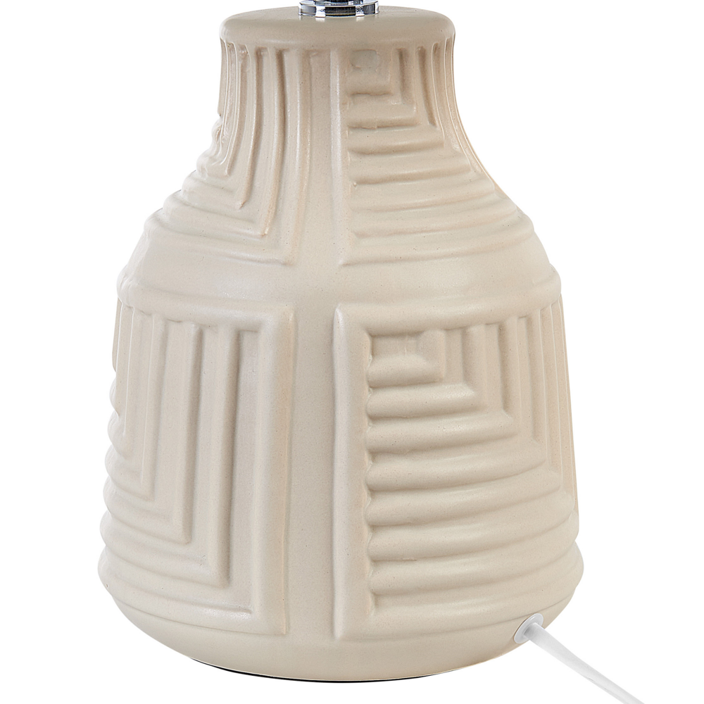 Lampada da tavolo in ceramica lino beige bianco base 42 cm paralume in tessuto scrivania classica